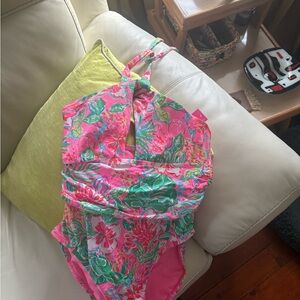 Lily Pulitzer Floral Pink and Green Swimsuit